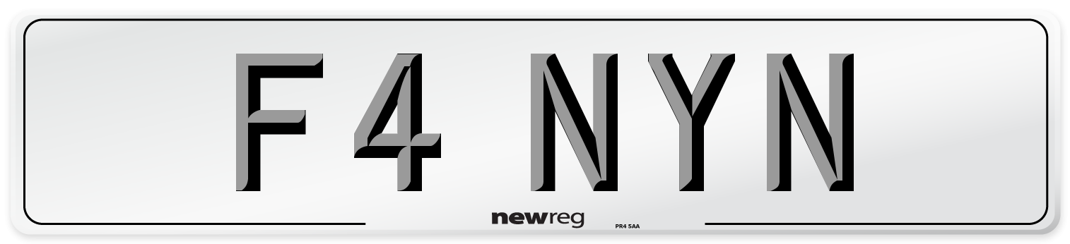 F4 NYN Number Plate from New Reg